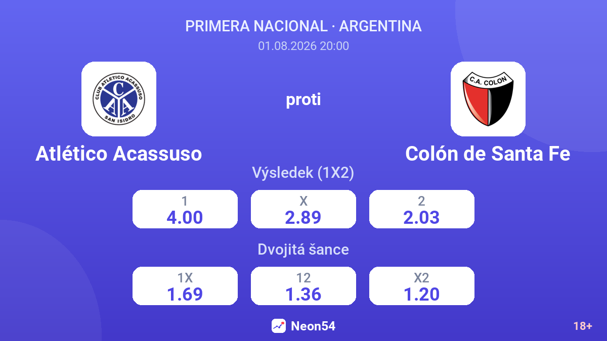 Atlético Acassuso proti Colón de Santa Fe — kurzy