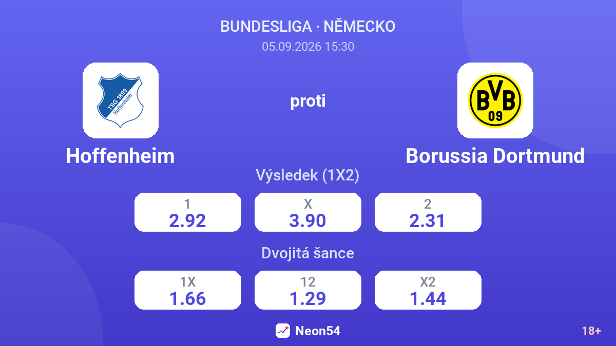 Hoffenheim – Borussia Dortmund — kurzy