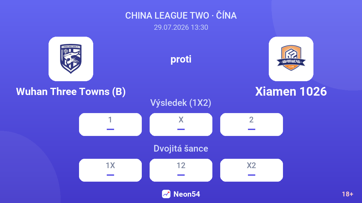 Wuhan Three Towns (B) proti Xiamen 1026 — kurzy