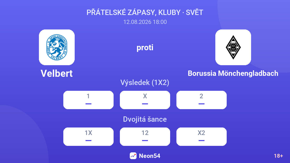 Velbert – Borussia Mönchengladbach — kurzy