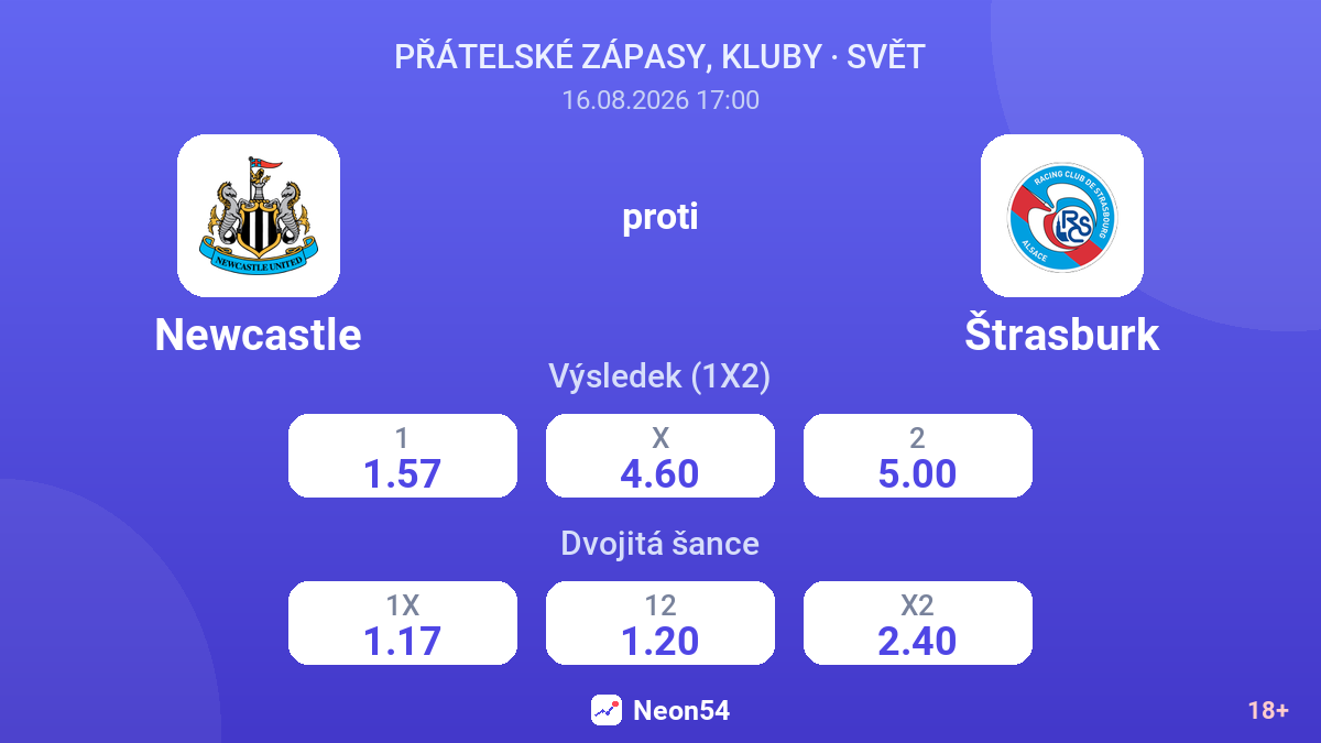 Newcastle – Štrasburk — kurzy