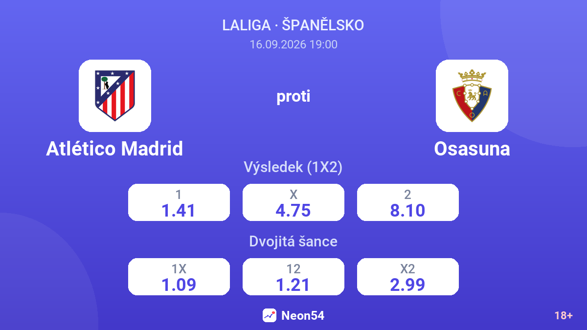 Atlético Madrid – Osasuna — kurzy