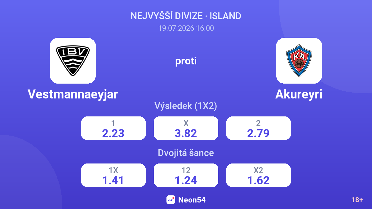 Vestmannaeyjar proti Akureyri — kurzy