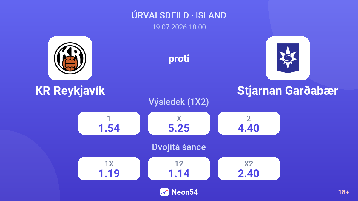 KR Reykjavík proti Stjarnan Garðabær — kurzy