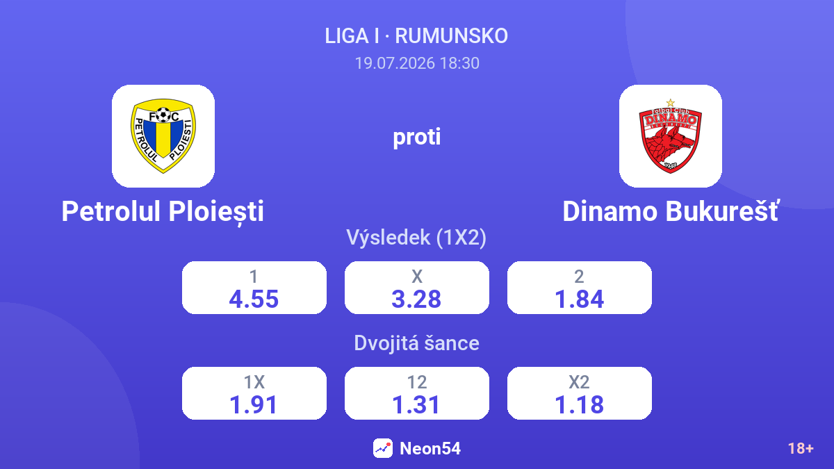 Petrolul Ploiești proti Dinamo Bukurešť — kurzy