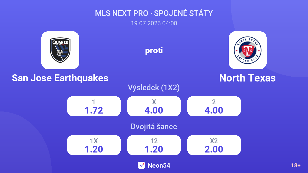 San Jose Earthquakes proti North Texas — kurzy