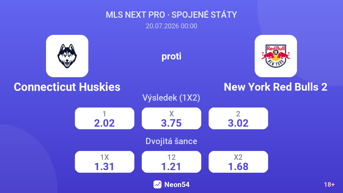 Connecticut Huskies proti New York Red Bulls 2 — kurzy