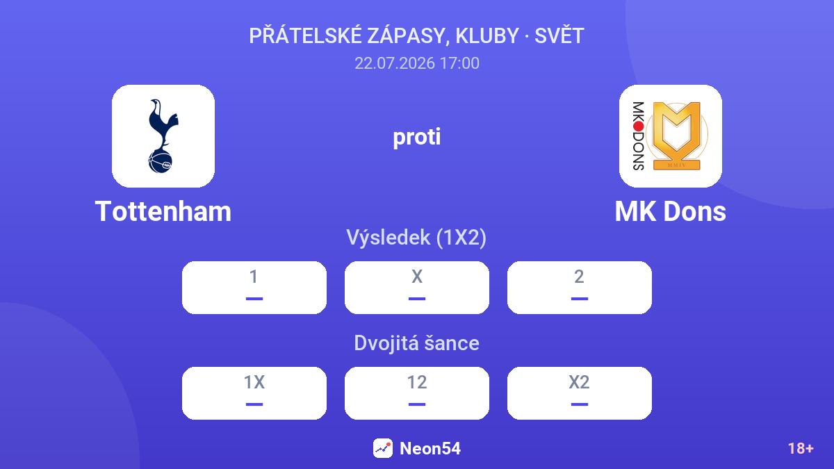 Tottenham proti MK Dons — kurzy