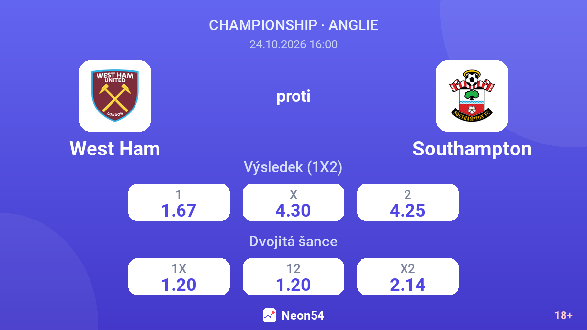 West Ham – Southampton — kurzy