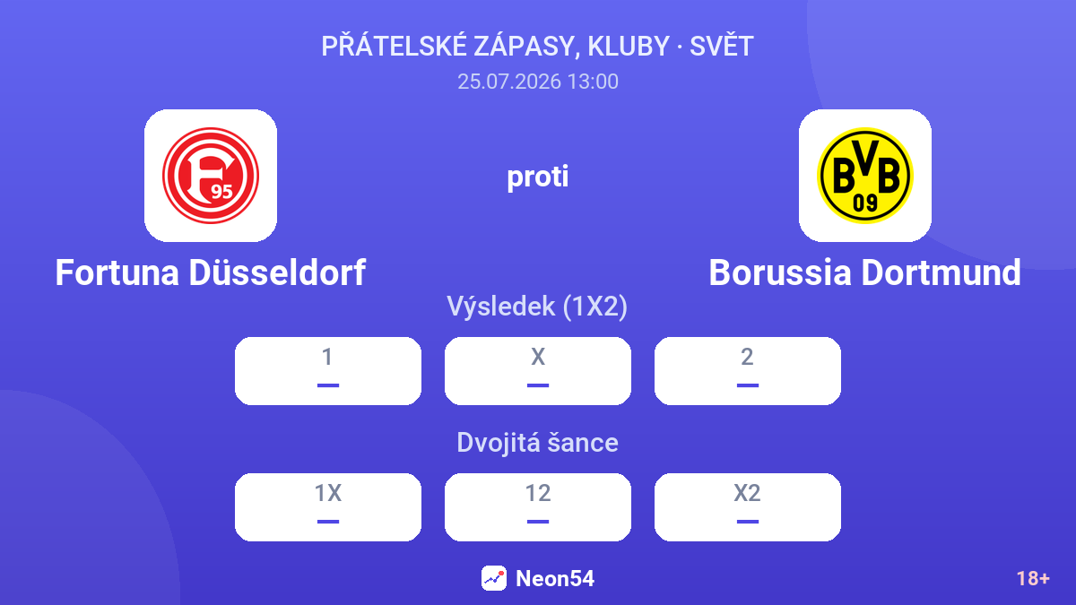 Fortuna Düsseldorf proti Borussia Dortmund — kurzy
