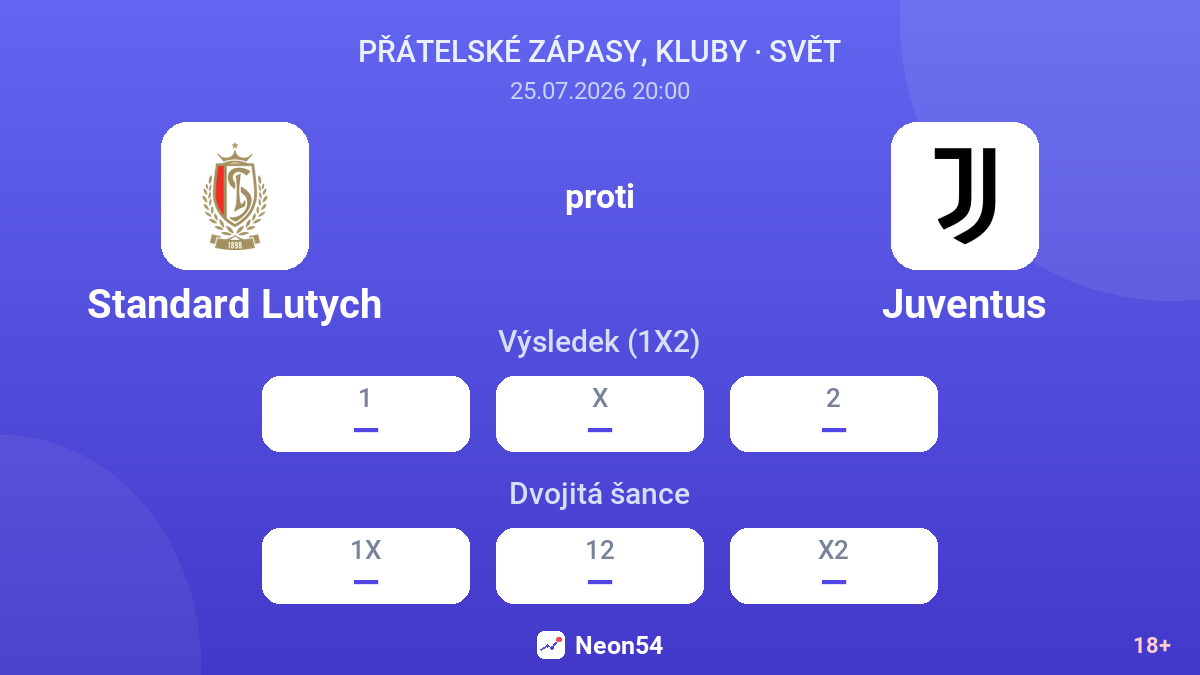 Standard Lutych proti Juventus — kurzy