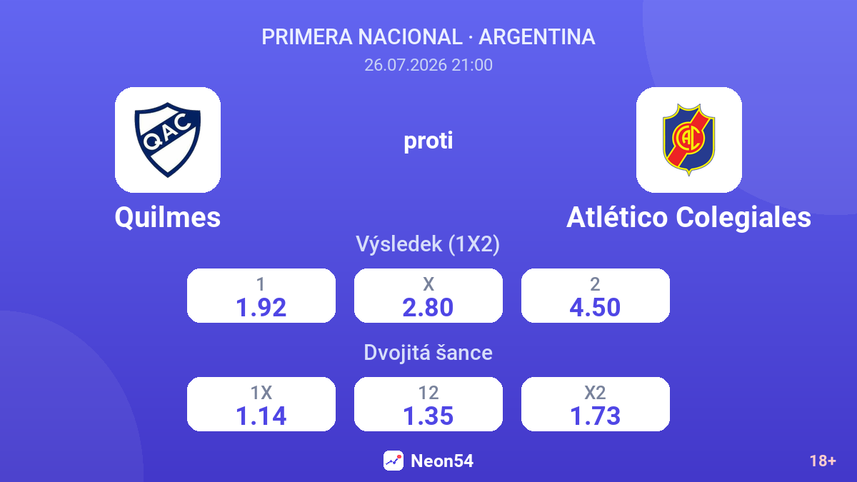 Quilmes proti Atlético Colegiales — kurzy