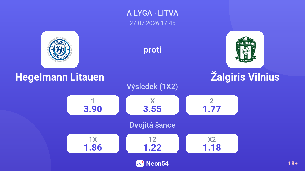 Hegelmann Litauen proti Žalgiris Vilnius — kurzy