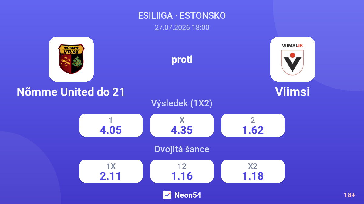 Nõmme United do 21 proti Viimsi — kurzy