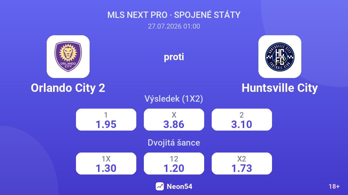 Orlando City 2 proti Huntsville City — kurzy