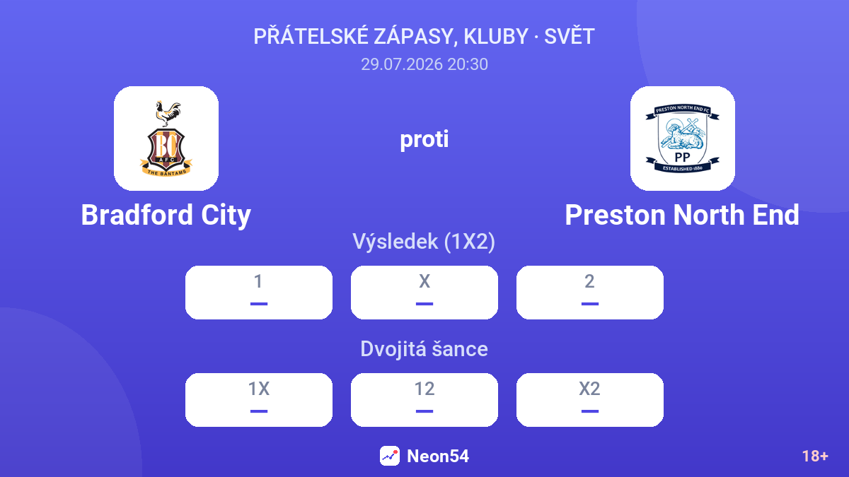 Bradford City proti Preston North End — kurzy