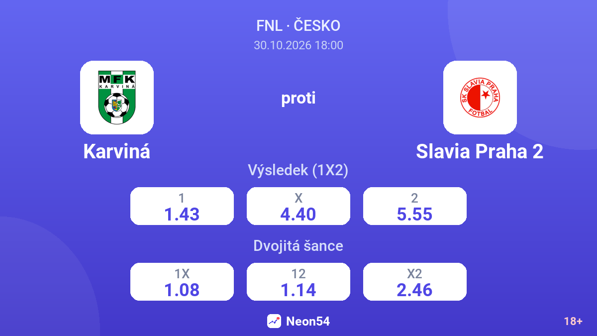 Karviná – Slavia Praha 2 — kurzy