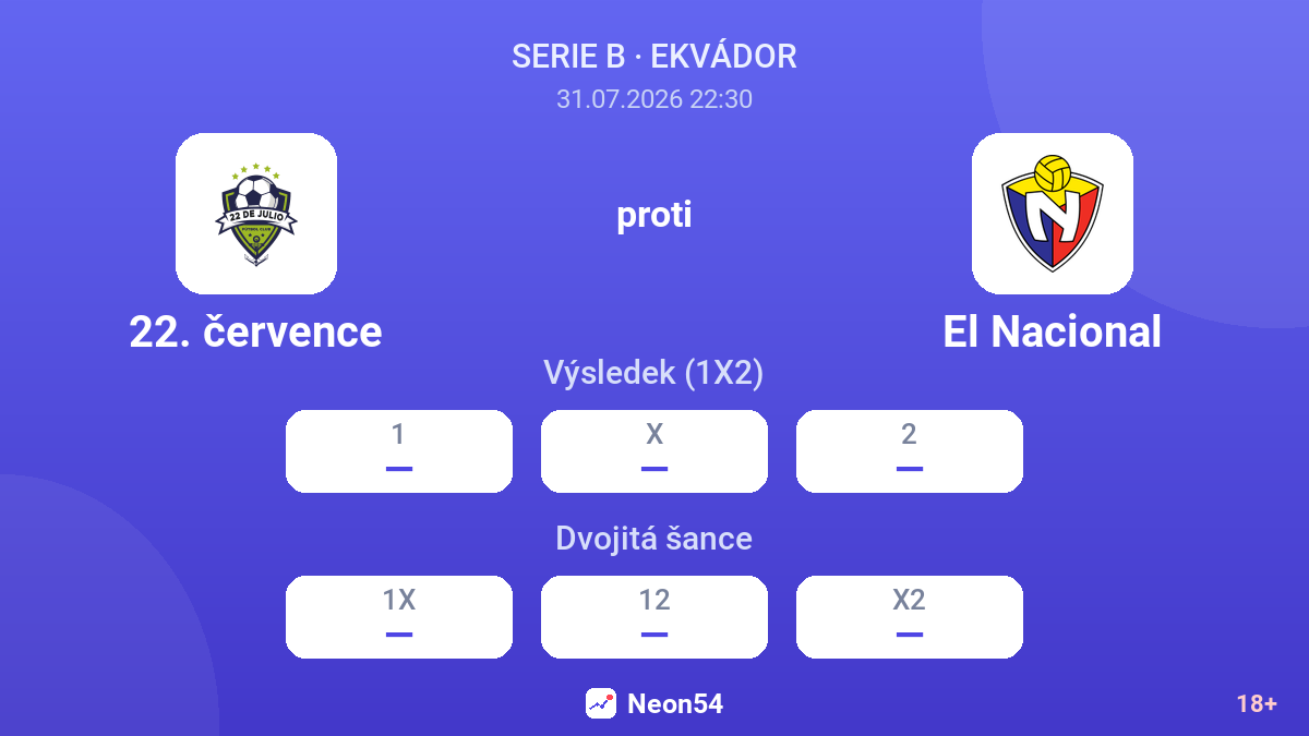 22. července proti El Nacional — kurzy