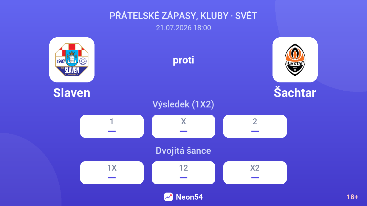 Slaven proti Šachtar — kurzy